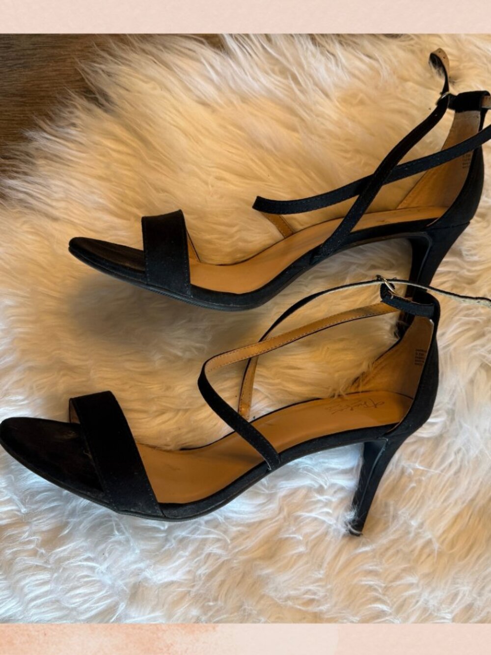 Thalia Sodi Black Faux Suede Anke Strap Stilettos